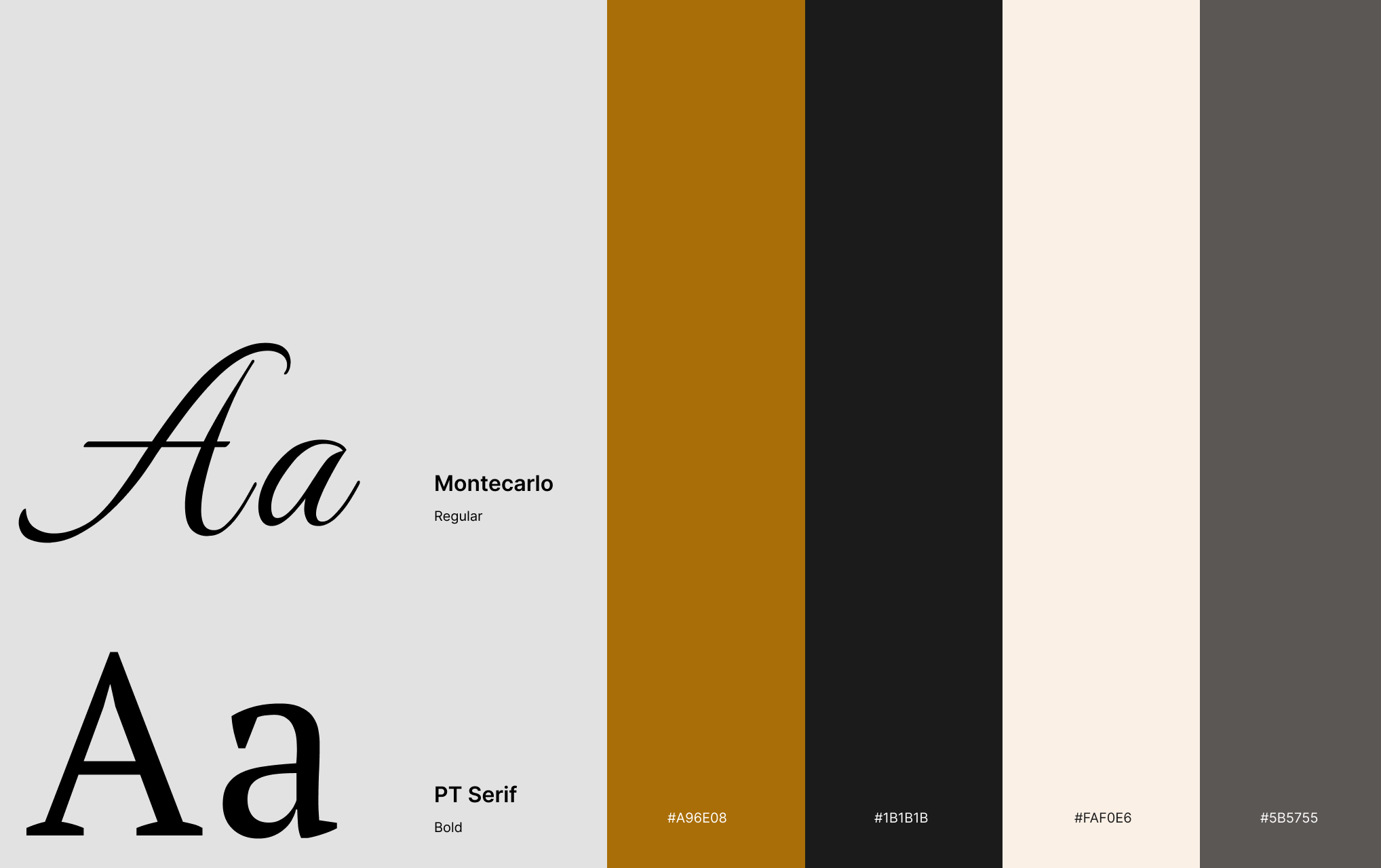 Paleta de colores y tipografía que se ha diseñado para el diseño web ecommerce de La Antigua Toledana.