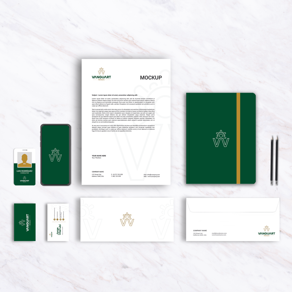 Mockups como parte de la comunicación y estrategia de Vanguart Advisors