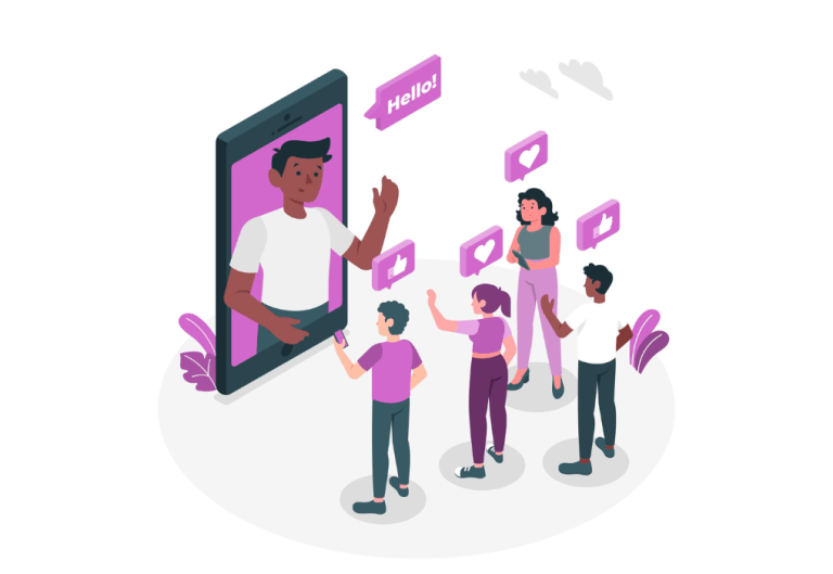 Imagen isométrica de Micro-Influencers